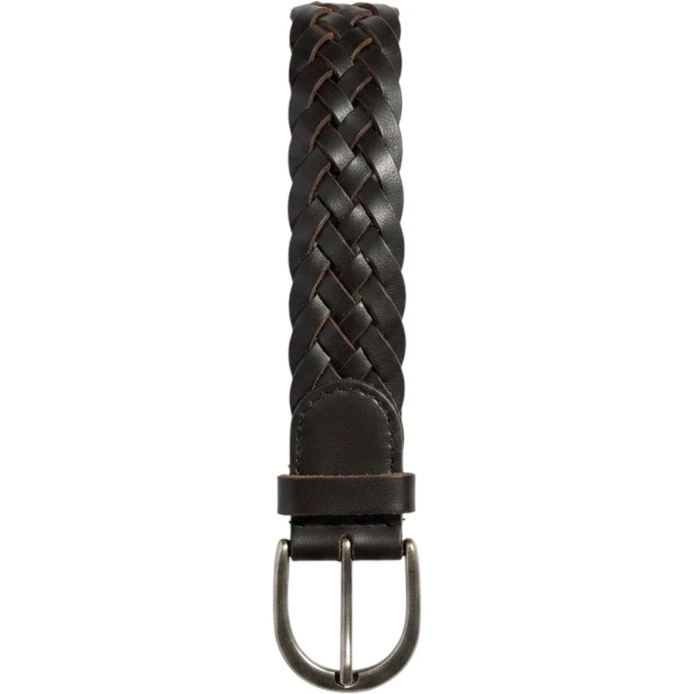 Hollister Braided Leather Belt Unisex 39 Inch Brown Woven Boho Western Y2k Indie